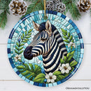 Zebra Stripes Safari Stained Glass Style Ceramic Ornament, African Animals Christmas Gift and Decor Zebra Stripes Safari Stained Glass Style Ceramic Ornament, African Animals Christmas Gift and Decor