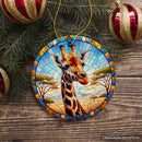 African Giraffe Stained Glass Style Ceramic Ornament, Safari Animals Christmas Gift and Decor African Giraffe Stained Glass Style Ceramic Ornament, Safari Animals Christmas Gift and Decor