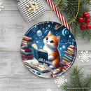 All I Need is Books & Cats Ceramic Ornament, Book Lover Gift of Imagination and the Universe All I Need is Books & Cats Ceramic Ornament, Book Lover Gift of Imagination and the Universe