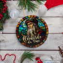 Artistic Leonardo da Vinci Self-Portrait in Stained Glass Themed Christmas Ornament, Medieval Renaissance Italy Keepsake Artistic Leonardo da Vinci Self-Portrait in Stained Glass Themed Christmas Ornament, Medieval Renaissance Italy Keepsake