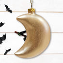 Wicked Witch and Crescent Moon Glass Christmas Ornament, Spooky Halloween Gift Wicked Witch and Crescent Moon Glass Christmas Ornament, Spooky Halloween Gift
