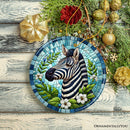 Zebra Stripes Safari Stained Glass Style Ceramic Ornament, African Animals Christmas Gift and Decor Zebra Stripes Safari Stained Glass Style Ceramic Ornament, African Animals Christmas Gift and Decor
