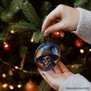 Witchy Grin Skull with Hat and Scarf Stained Glass Style Ceramic Ornament, Halloween Themed Christmas Gift and Decor Witchy Grin Skull with Hat and Scarf Stained Glass Style Ceramic Ornament, Halloween Themed Christmas Gift and Decor