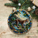 African Leopard Expedition Stained Glass Style Ceramic Ornament, Safari Animals Christmas Gift and Decor African Leopard Expedition Stained Glass Style Ceramic Ornament, Safari Animals Christmas Gift and Decor