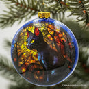 Witch and Black Cat Stained Glass Handblown Ornament, Spooky Halloween and Christmas Tree Decor Witch and Black Cat Stained Glass Handblown Ornament, Spooky Halloween and Christmas Tree Decor