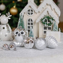 Winter Woodlands Large White and Silver Ornament Set of 90, Glittery Snow Owls, Cones, Snowflakes, and Stalactites Winter Woodlands Large White and Silver Ornament Set of 90, Glittery Snow Owls, Cones, Snowflakes, and Stalactites