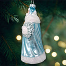 Arctic Whispers Santa Glass Christmas Ornament, Snowy Winter Theme with Light Blue Robe Arctic Whispers Santa Glass Christmas Ornament, Snowy Winter Theme with Light Blue Robe