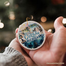 Artistic Great Lakes Michigan State Ornament, Ceramic Landscapes and Travel Souvenir and Gift Artistic Great Lakes Michigan State Ornament, Ceramic Landscapes and Travel Souvenir and Gift