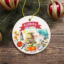 Artistic Florida State Themes and Landmarks Christmas Ornament Artistic Florida State Themes and Landmarks Christmas Ornament
