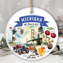 Artistic Michigan State Themes and Landmarks Christmas Ornament Artistic Michigan State Themes and Landmarks Christmas Ornament