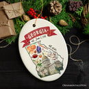 Artistic Georgia State Themes and Landmarks Christmas Ornament Artistic Georgia State Themes and Landmarks Christmas Ornament