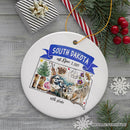 Artistic South Dakota State Themes and Landmarks Christmas Ornament Artistic South Dakota State Themes and Landmarks Christmas Ornament