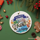 Artistic Illinois State Themes and Landmarks Christmas Ornament Artistic Illinois State Themes and Landmarks Christmas Ornament
