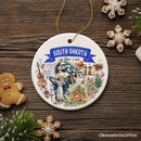 Artistic South Dakota State Themes and Landmarks Christmas Ornament Artistic South Dakota State Themes and Landmarks Christmas Ornament