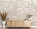 Wall Mural Soft Sakura Blossom - Neutral Floral Wallpaper Wall Mural Soft Sakura Blossom - Neutral Floral Wallpaper