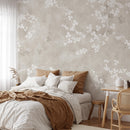Wall Mural Soft Sakura Blossom - Neutral Floral Wallpaper Wall Mural Soft Sakura Blossom - Neutral Floral Wallpaper