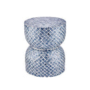 Geometric Shaped Ethnic Patterned Mother of Pearl Coffee Table - (D)14" (H)20" Geometric Shaped Ethnic Patterned Mother of Pearl Coffee Table - (D)14" (H)20"
