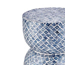 Geometric Shaped Ethnic Patterned Mother of Pearl Coffee Table - (D)14" (H)20" Geometric Shaped Ethnic Patterned Mother of Pearl Coffee Table - (D)14" (H)20"