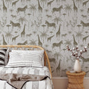 Safari Chic Animal Print Wallpaper - Elegant African Wildlife Illustrations Safari Chic Animal Print Wallpaper - Elegant African Wildlife Illustrations