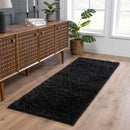 Faina Solid Black Shag Washable Area Rug - Clearance Faina Solid Black Shag Washable Area Rug - Clearance