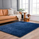 Faina Solid Dark Blue Shag Washable Area Rug - Clearance Faina Solid Dark Blue Shag Washable Area Rug - Clearance