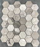 Silver Shadow Marble 2" Hexagon on 12" x 12" Mesh Mosaic Tile Silver Shadow Marble 2" Hexagon on 12" x 12" Mesh Mosaic Tile