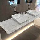Imperial White Marble Double Sink Above Vanity Wall-mount Bathroom Sink (W)21" (L)80" (H)8" Imperial White Marble Double Sink Above Vanity Wall-mount Bathroom Sink (W)21" (L)80" (H)8"