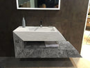 Imperial White and Tundra Gray Marble Designer Wall-mount Bathroom Sink (W)18" (L)32" (H)24" Imperial White and Tundra Gray Marble Designer Wall-mount Bathroom Sink (W)18" (L)32" (H)24"
