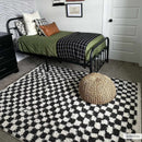 Kieu Black & White Checkered Shag Rug Kieu Black & White Checkered Shag Rug