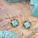 Blue Turquoise Golden Aztec Earrings Blue Turquoise Golden Aztec Earrings