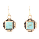 Blue Turquoise Golden Aztec Earrings Blue Turquoise Golden Aztec Earrings