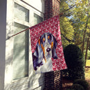 Basset Hound Hearts Love and Valentine's Day Portrait Flag Canvas House Size Basset Hound Hearts Love and Valentine's Day Portrait Flag Canvas House Size