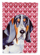 Basset Hound Hearts Love and Valentine's Day Portrait Flag Canvas House Size Basset Hound Hearts Love and Valentine's Day Portrait Flag Canvas House Size