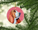 Basset Hound Valentine's Love and Hearts Ceramic Ornament Basset Hound Valentine's Love and Hearts Ceramic Ornament