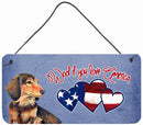 Woof if you love America Dachshund Wall or Door Hanging Prints LH9513DS612 Woof if you love America Dachshund Wall or Door Hanging Prints LH9513DS612