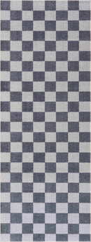 Alie Blue Gray Checkered Washable Rug Alie Blue Gray Checkered Washable Rug