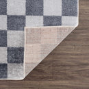 Alie Blue Gray Checkered Washable Rug Alie Blue Gray Checkered Washable Rug