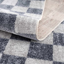 Alie Blue Gray Checkered Washable Rug Alie Blue Gray Checkered Washable Rug