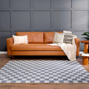 Alie Blue Gray Checkered Washable Rug Alie Blue Gray Checkered Washable Rug