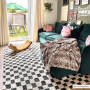 Lajos Black & White Checkered Plush Rug Lajos Black & White Checkered Plush Rug