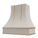 Light Grey Range Hood With Curved Front and Brass Strapping - 30", 36", 42", 48", 54" and 60" Widths Available Light Grey Range Hood With Curved Front and Brass Strapping - 30", 36", 42", 48", 54" and 60" Widths Available