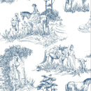 Classic Blue French Toile Wallpaper - Elegant Countryside Wallcovering Classic Blue French Toile Wallpaper - Elegant Countryside Wallcovering