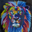 Vibrant Lion Portrait: Modern Mosaic Art Vibrant Lion Portrait: Modern Mosaic Art