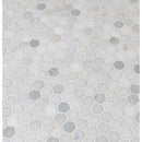 MSI Greecian white 1 inch hexagon 11.61X11.81 polished marble mosaic tile SMOT GRE 1HEXP multiple tiles angle view MSI Greecian white 1 inch hexagon 11.61X11.81 polished marble mosaic tile SMOT GRE 1HEXP multiple tiles angle view