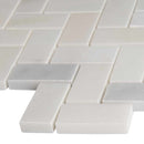 MSI Greecian white 1x2 inch herringbone pattern 11.63X11.63 polished marble mosaic tile SMOT GRE HBP edge view MSI Greecian white 1x2 inch herringbone pattern 11.63X11.63 polished marble mosaic tile SMOT GRE HBP edge view