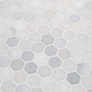 MSI Greecian white 2 inch hexagon 11.75X12 polished marble mosaic tile SMOT GRE 2HEXP angle view MSI Greecian white 2 inch hexagon 11.75X12 polished marble mosaic tile SMOT GRE 2HEXP angle view
