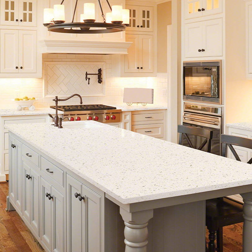 MSI Iced White® Premium Quartz Prefabricated Countertop Island