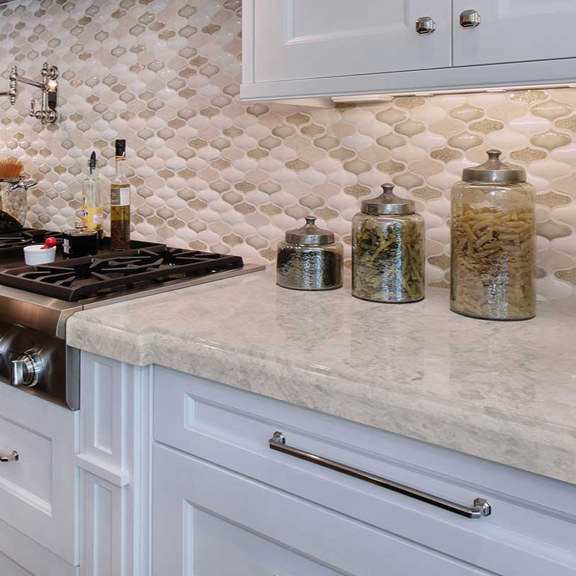 Msi Portico Cream® Premium Quartz Prefabricated Countertop - Island