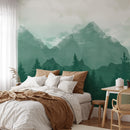 Serene Mountain Forest Wallpaper - Tranquil Green Landscape Mural Serene Mountain Forest Wallpaper - Tranquil Green Landscape Mural