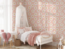 Cute Scandinavian Daisy Wallpaper with Peach Background Cute Scandinavian Daisy Wallpaper with Peach Background